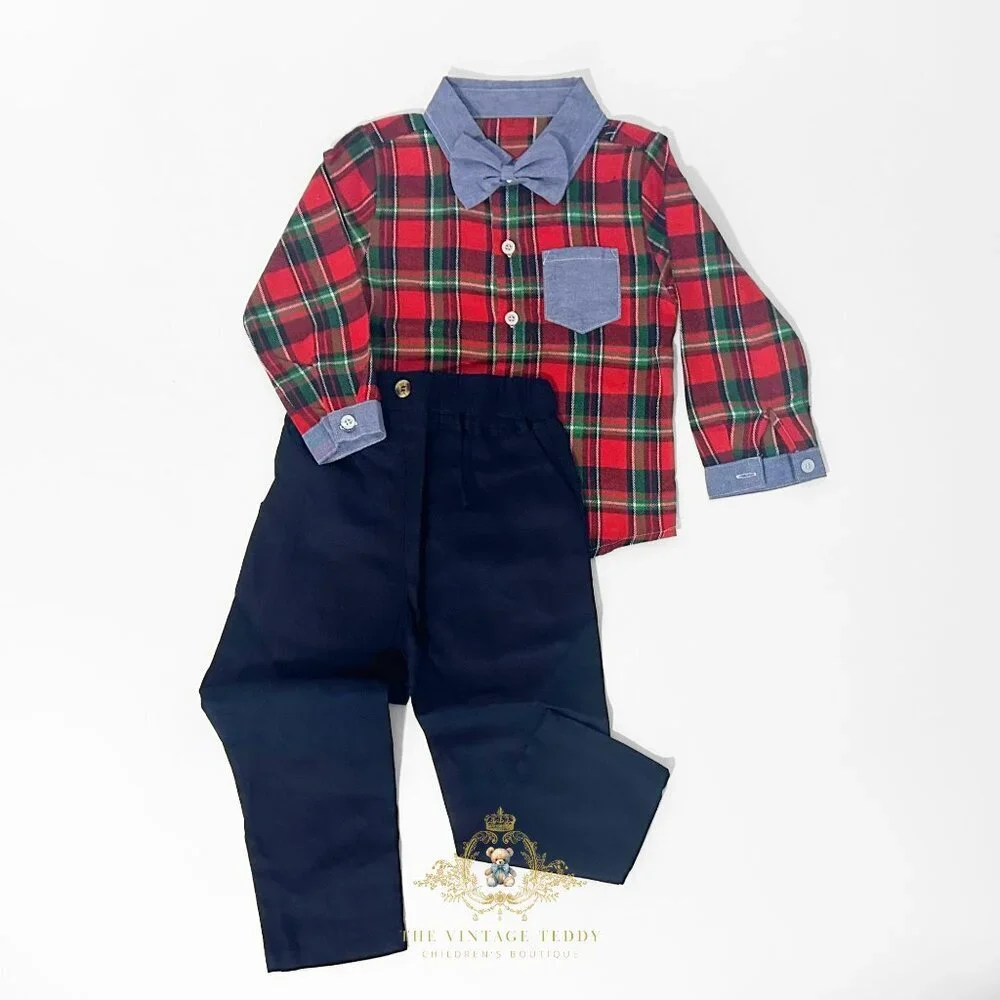 NWT Handsome Boys Oxford Button Down Dress Shirt & Pants Matching Set Fall 5T